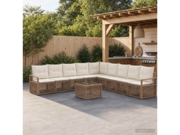 Vidaxl Conjunto De Sofá De Jardim 10 Unid. Bege Vime Pe