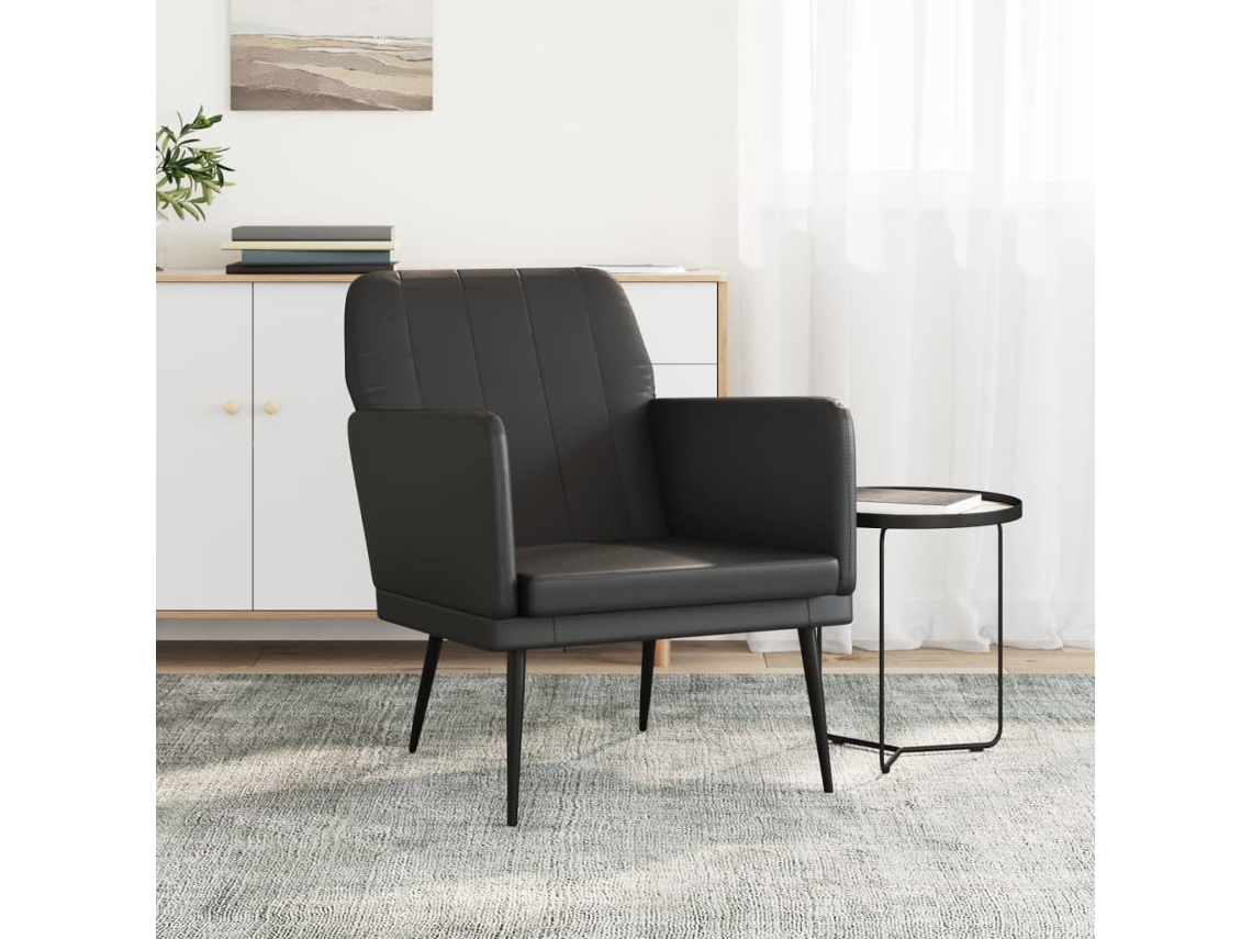 Vidaxl Cadeira Com Apoio De Braços 61x78x80 Cm Couro Artificial Preto