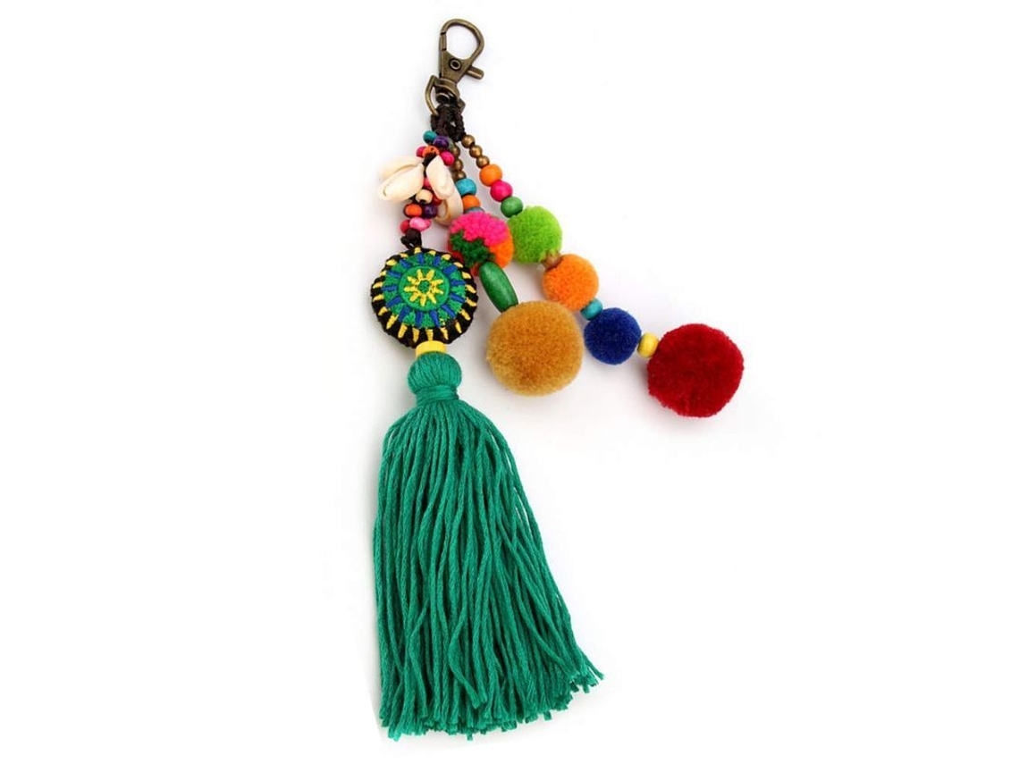 2026 charm para Bolso com Pérolas de Concha e Borlas Boho Chaveiro para Mochilas e Chaves
