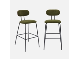 Banqueta De Bar Tecido Repelente De Água Em Com Pés De Metal Preto, Set De 2, Verde Caqui Sweeek