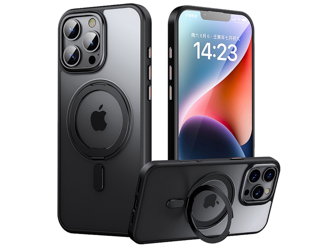 Casa Em Tpu, Com Suporte, Compatível Com Magsafe, Para Apple Iphone 16 Pro - Preto
