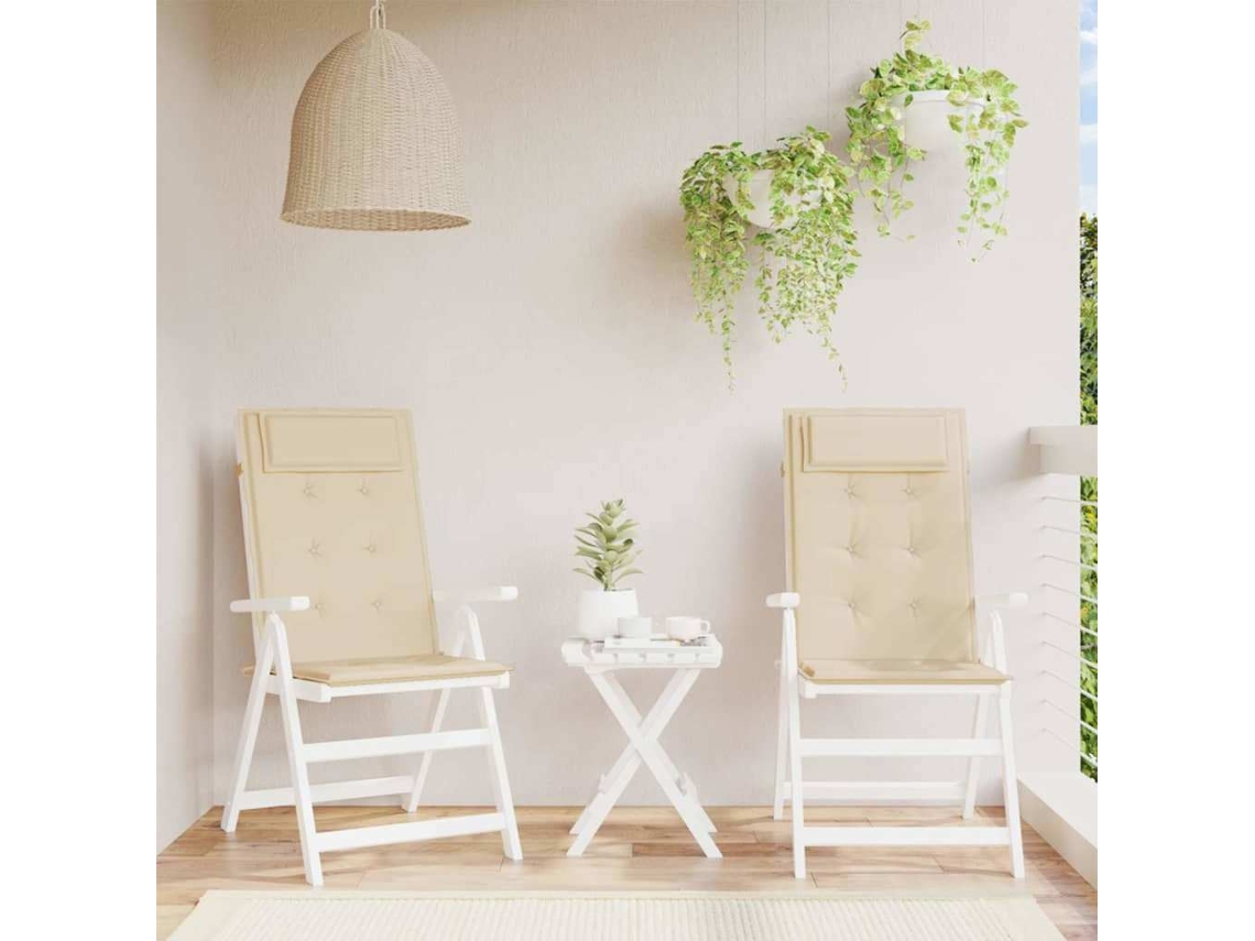 Vidaxl Almofadões P/ Cadeira Encosto Alto 2 Pcs Tecido Oxford Bege