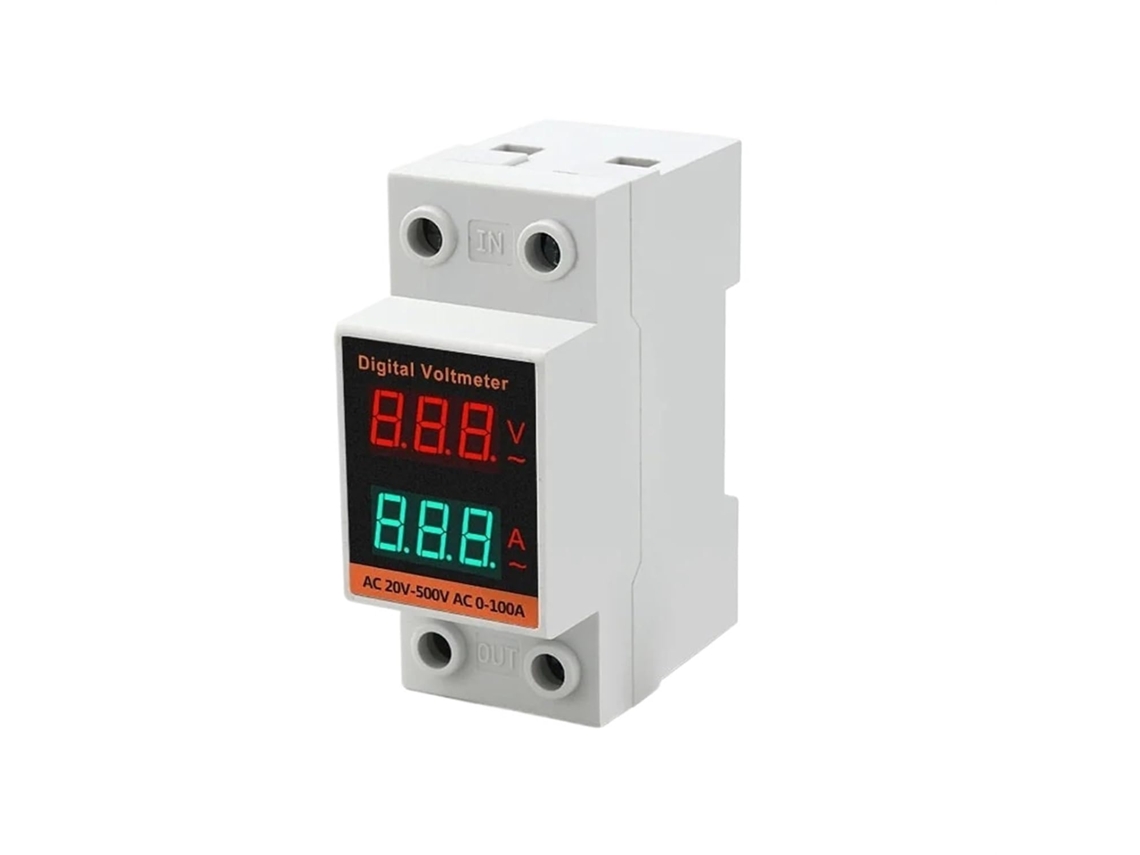 Yhc45-2042va Trilho Din Lcd Voltímetro E Amperímetro Digital Duplo Ac