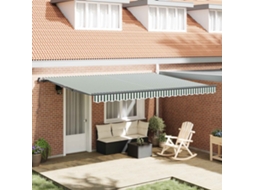 Vidaxl Toldo Retrátil Verde E Branco 450 × 350 Cm Poliéster E Alumínio