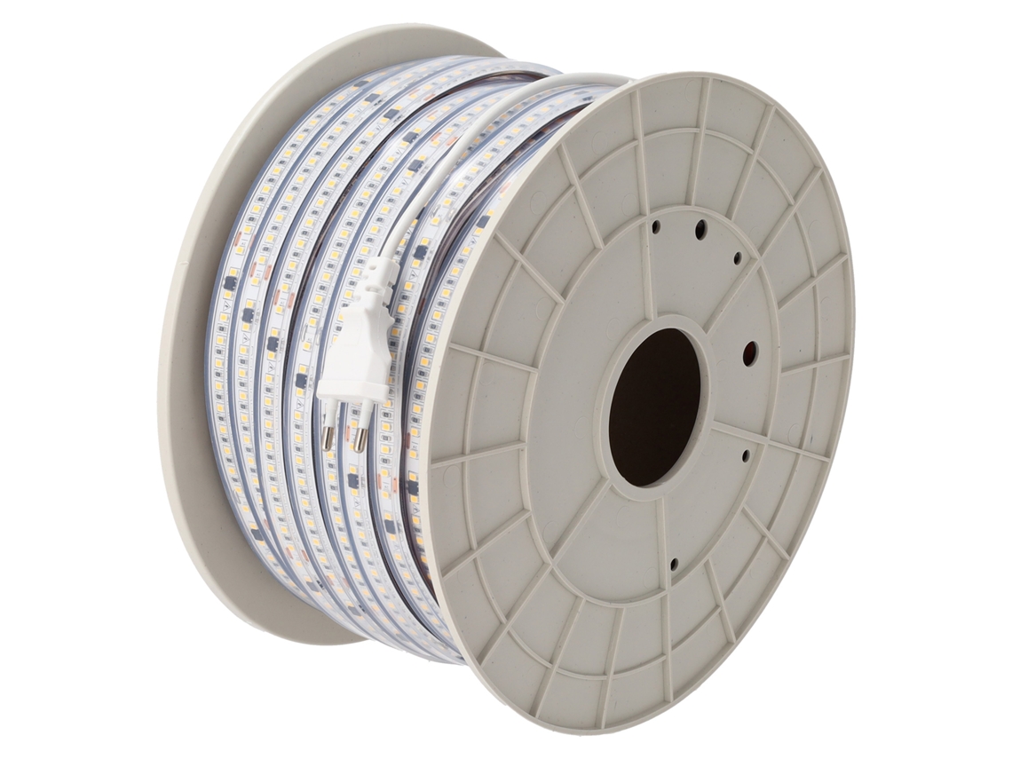 Fita De Led Smd 2835 Driver Livre 16w/m 1600lm/m 220vac Ip65 6000ºk Rolo 50m Kimera