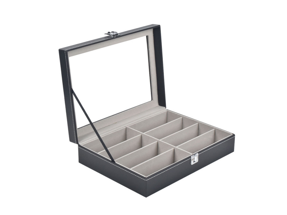 Estojo Organizador de Couro para 8 Peças, Preto AQUAFORGE