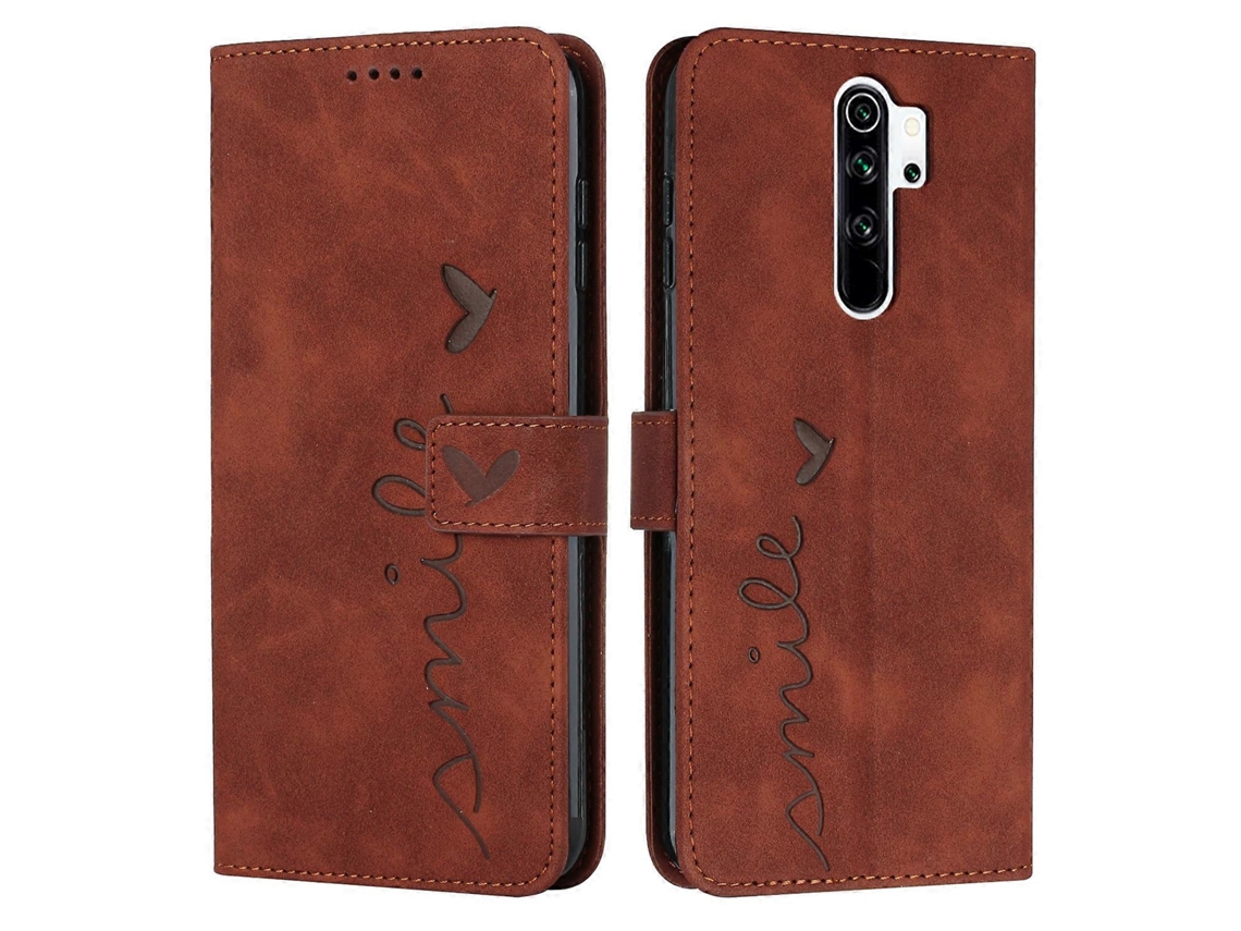 Capa De Celular Em Couro Sintético Com Estampa De Coração Para Xiaomi Redmi Note 8 Pro