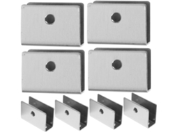Conjunto De 8 Clipes Suporte Para Prateleiras Vidro Em Aço Inoxidável Com Acabamento Liso, Para Vidros De 12mm