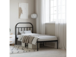 Estrutura De Cama Com Cabeceira 90x200 Cm Metal Preto