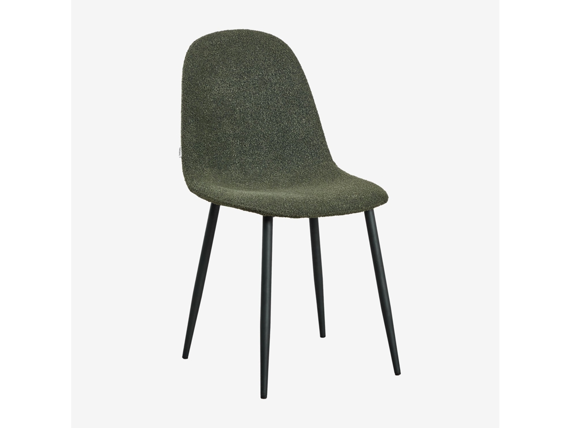 Sklum Pack De 4 Cadeiras De Jantar Glamm Poliéster     Preto                  Bouclé Verde Exército                               Bouclé
