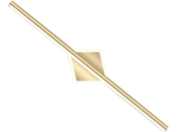 Espelho De Parede Led De 38 Cm Em Aço Inoxidável Dourado, Com Luz Ajustável Em Três Cores.