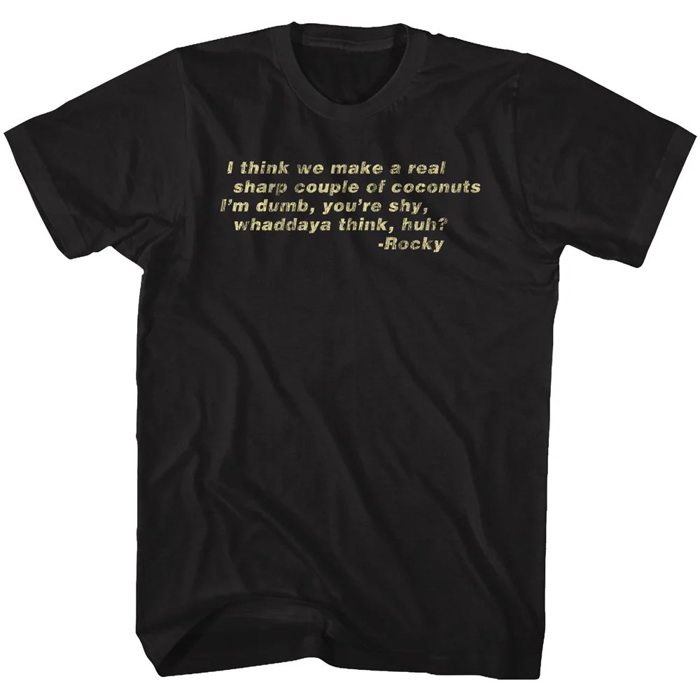 Unisex Adult T-shirt Rockinstone Rocky Movie Thought Black Sizem