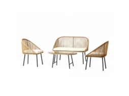 Ravello conjunto de jardim 4 lugares com mesa baixa efeito vime natural CONCEPT U