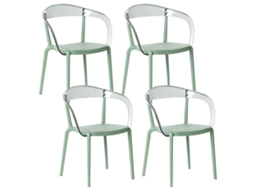 Conjunto De 4 Cadeiras De Jardim Beliani Malevizi De Polipropileno Verde 45x45x77