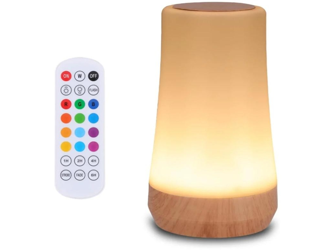 Candeeiro De Mesa De Cabeceira Sensível Ao Toque 13 Cores Rgb E 5 Brilhos Candeeiro De Mesa Recarregável Usb Luz Regulável Com Comando À Yizhood