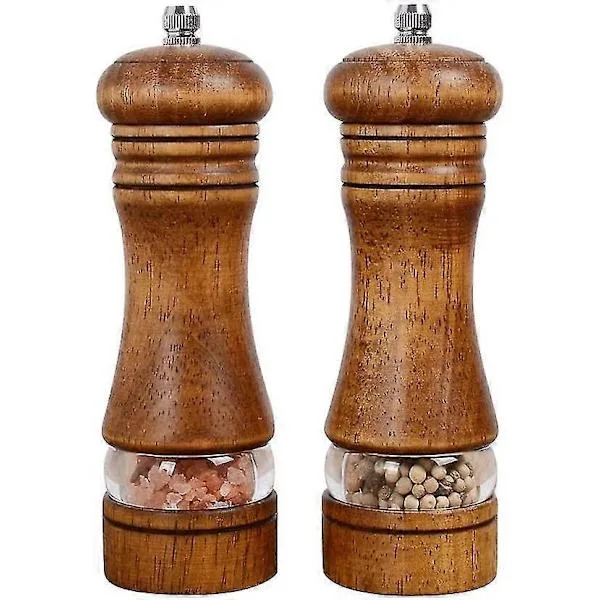 Moedor Manual De Pimenta E Sal, Moedor De Especiarias Madeira Ajustável Para Cozinhas Profissionais E Domésticas