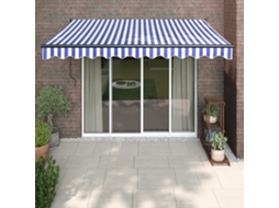 Vidaxl Toldo Retrátil 3,5x2,5 M Tecido E Alumínio Azul E Branco