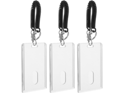 Conjunto De 3 Porta Crachás Em Acrílico Transparente Com Pulseira Espiral Uso Em Academias E Ambientes