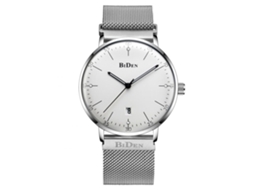 Relógio de pulso masculino Biden em aço inoxidável com mecanismo de quartzo (branco)