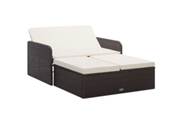 Conjunto 2 Peças Lounge Jardim C/ Almofadões Vime Pe Castanho Dkd Home Decor