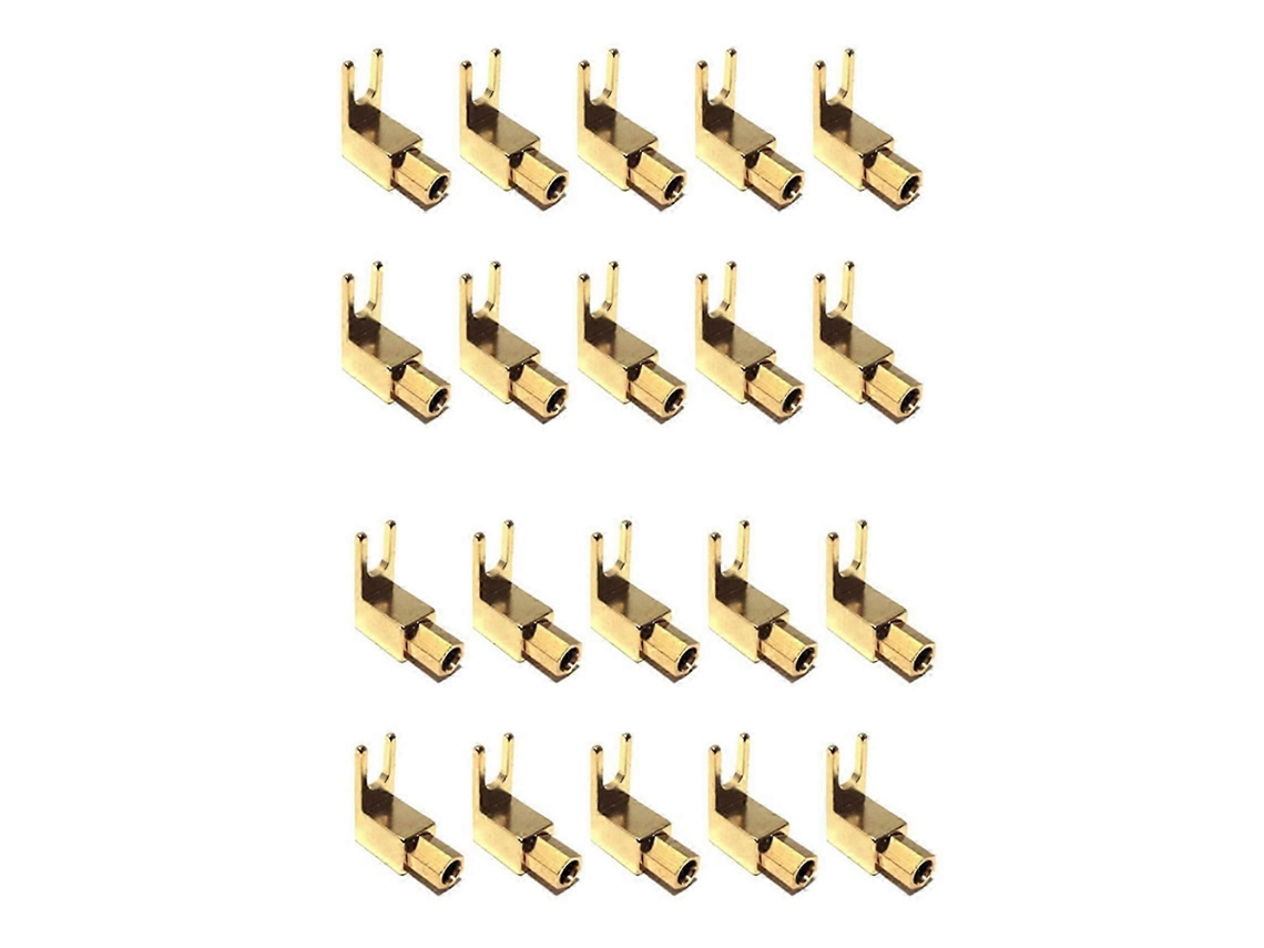 20 Conectores de Garfo/pá em Cobre Dourado, Terminais Ligação Ângulo Reto, Soquetes para Plugue Banana 4mm Alto falantes, Amplificadores e R AQUAFORGE