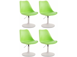 Conjunto de 4 cadeiras de jantar em plástico Maverick verde/branco CLP