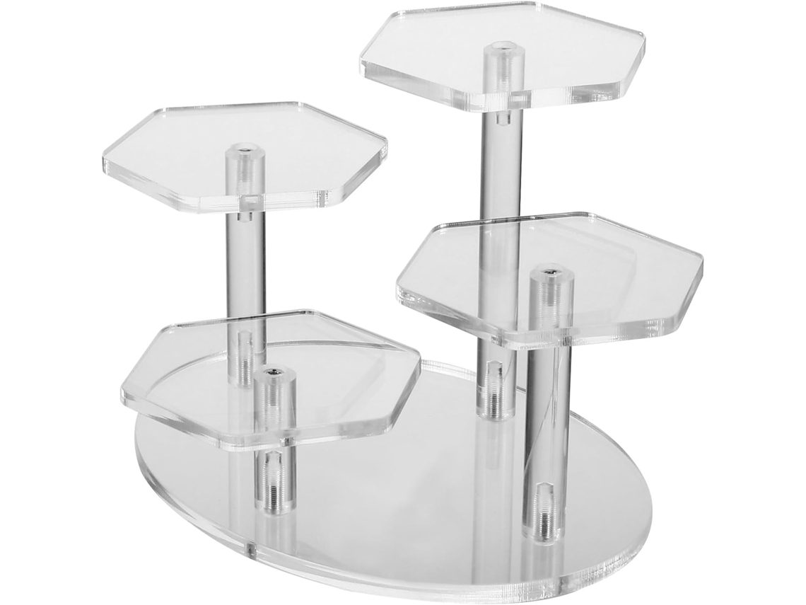 Expositor Vertical De Joias Eringogo, Em Acrílico Transparente, Com Design De Escada 4 Níveis, Decorativo E Que