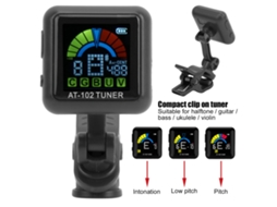 Afinador de Clipe para Guitarra Aroma, Recarregável Via Usb, com Bateria Integrada, para Violino e Ukulele At102 AQUAFORGE (preto)