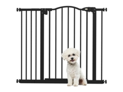 Barreira de Segurança para Cães com Largura Ajustável 74 94 Cm e Extensão para Escadas e Portas Preto Ge