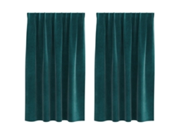 Conjunto 2 Cortinas Opacas Vidaxl Verde Veludo (140 X 140 Cm)