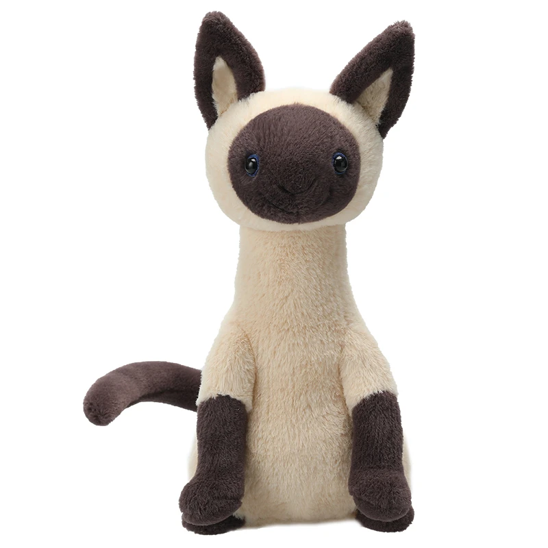 (40cm) Figura De Pelúcia De Gato Siamês Em Estilo Minimalista Nórdico. Boneco De Animal.