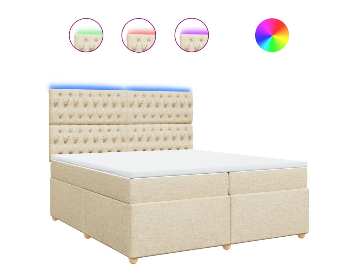 Box Spring Bed, Box Spring Beds Vidaxl Creme Tecido (200 X 200 Cm)