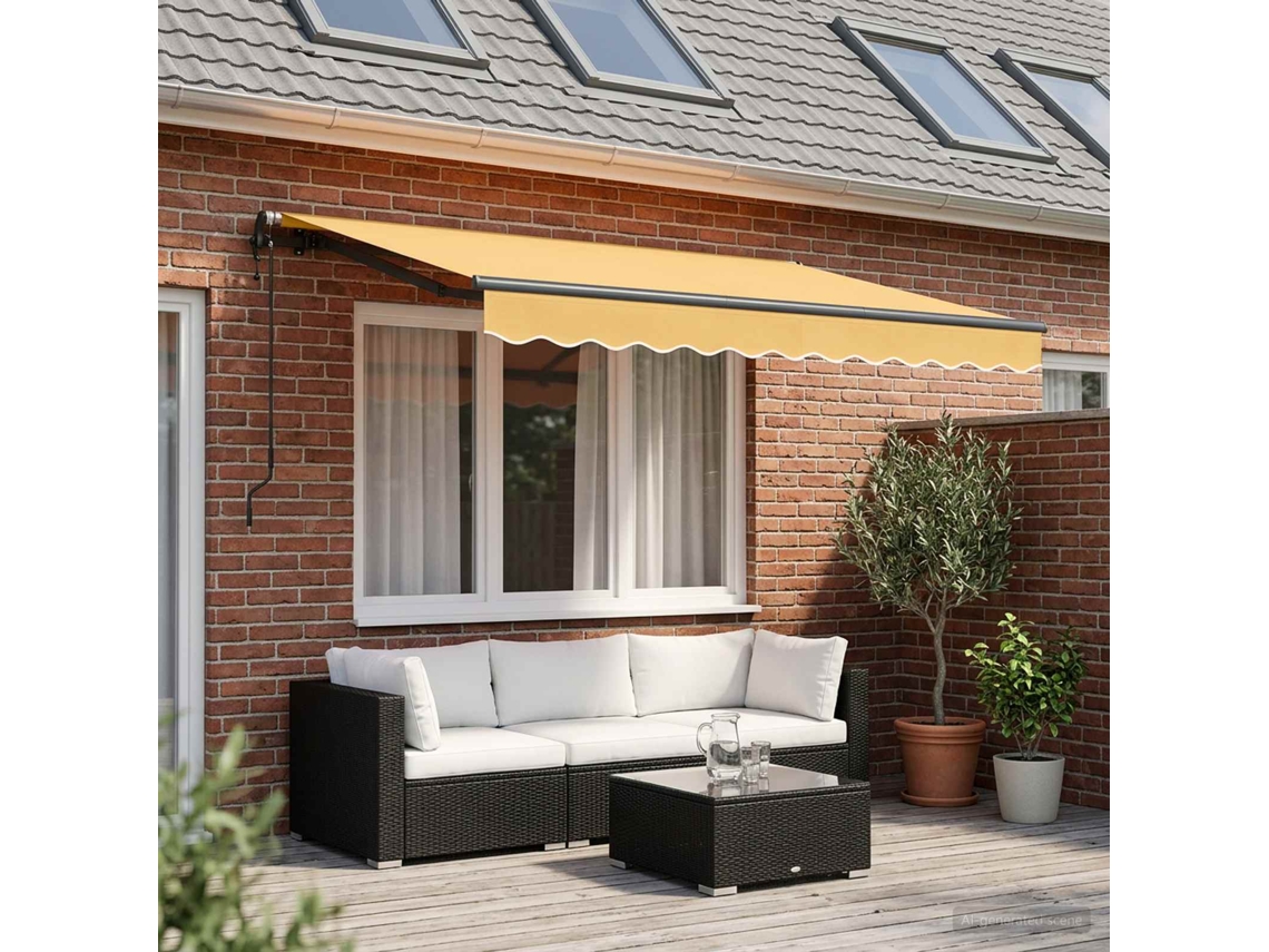 Vidaxl Toldo Retrátil Areia 500 × 350 Cm Tecido E Alumínio