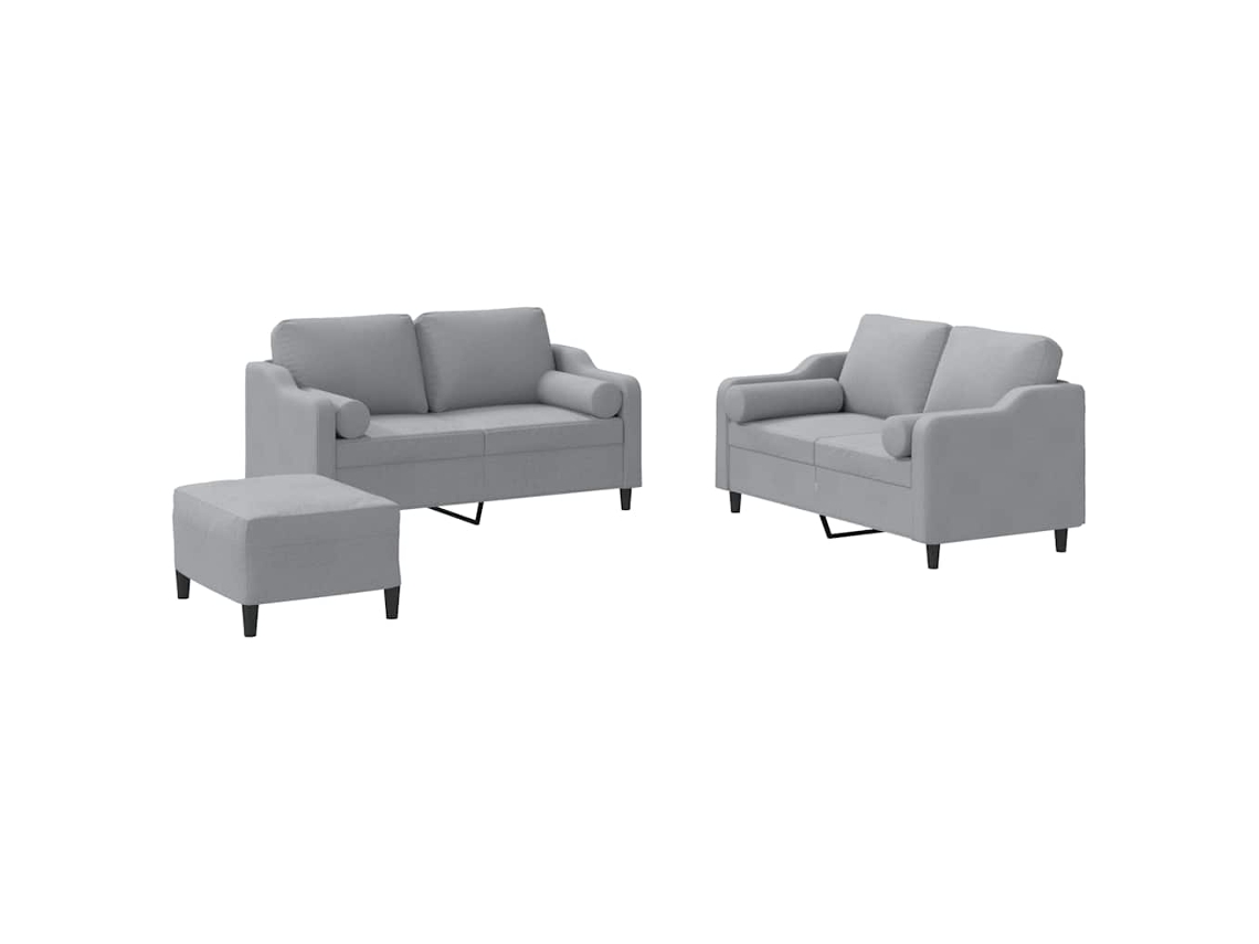 Conjunto de 3 Sofás com Almofadas Tecido Cinzento claro MAISON EXCLUSIVE