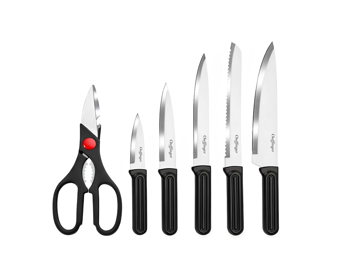 Conjunto de Facas 7 Peças com Bloco de Arrumação, Tesoura e Cabos Ergonómicos CHEFFINGER
