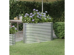 Vidaxl Canteiro Elevado Jardim 114x40x68cm Aço Galvanizado Prateado