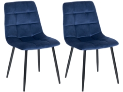Conjunto de 2 Cadeiras de Jantar Tilde Azul/Veludo CLP