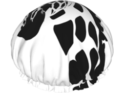 Touca De Banho Feminina Com Estampa Girafa Em Preto E Branco, Impermeável, Reutilizável, Com Cordão Elástico Lavável