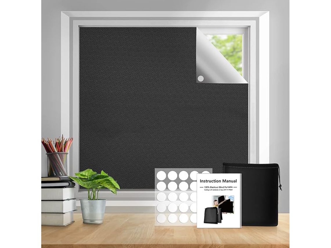 Cortina Blackout Térmica Portátil, Material Preto, Para Janelas, 300 X 145 Cm, Colada Nas Janelas Sem Necessidade De Perfuração Para Proteção Da