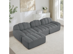 Sofá Modular L 3 Lugares Pufe Sem Montagem Cinza Moderno VOLTEDGE