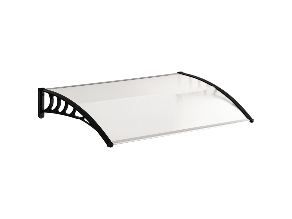 Marquise De Proteção 122x89 Cm Para Portas E Janelas Contra Sol E Chuva Telhado De Proteção Transparente E Preto