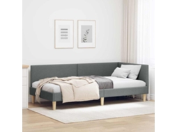 Vidaxl Estrutura de Cama de Canto Cinza Escuro 80 Cm X 200 Cm