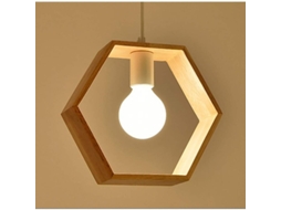 Luminária de Suspensão Nova Line Industrial, Hexagonal, Madeira, sem lâmpada