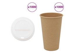 Vidaxl Copos De Café De Papel Com Tampas 1000 Pcs 16oz 400ml
