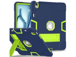 Capa de silicone estilo robô com suporte para iPad Air 13 (2024) Azul marinho, amarelo, verde Hengrongshen (2025)