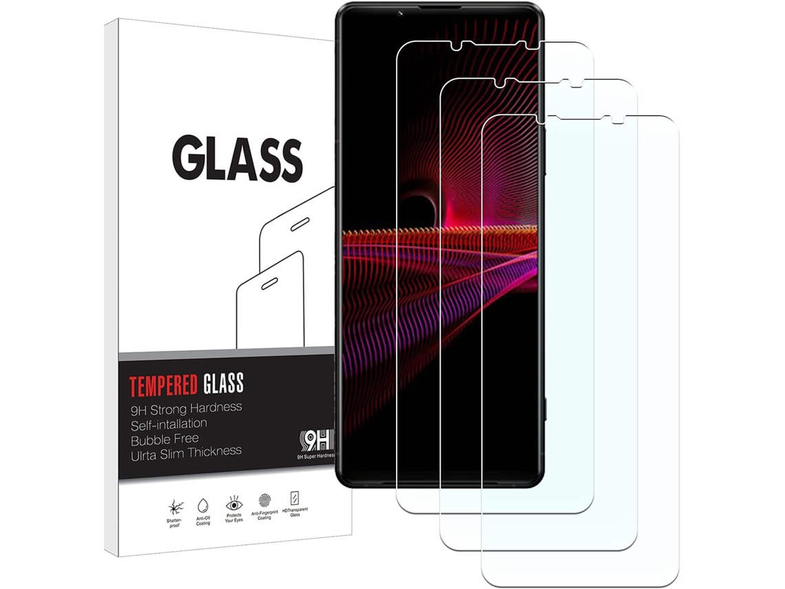 Conjunto de Películas de Ecrã Iii Dureza Antiarranhões Sem Bolhas Fácil para Sony Xperia 1 Iii HONGWE. Vidro Temperado (3un)