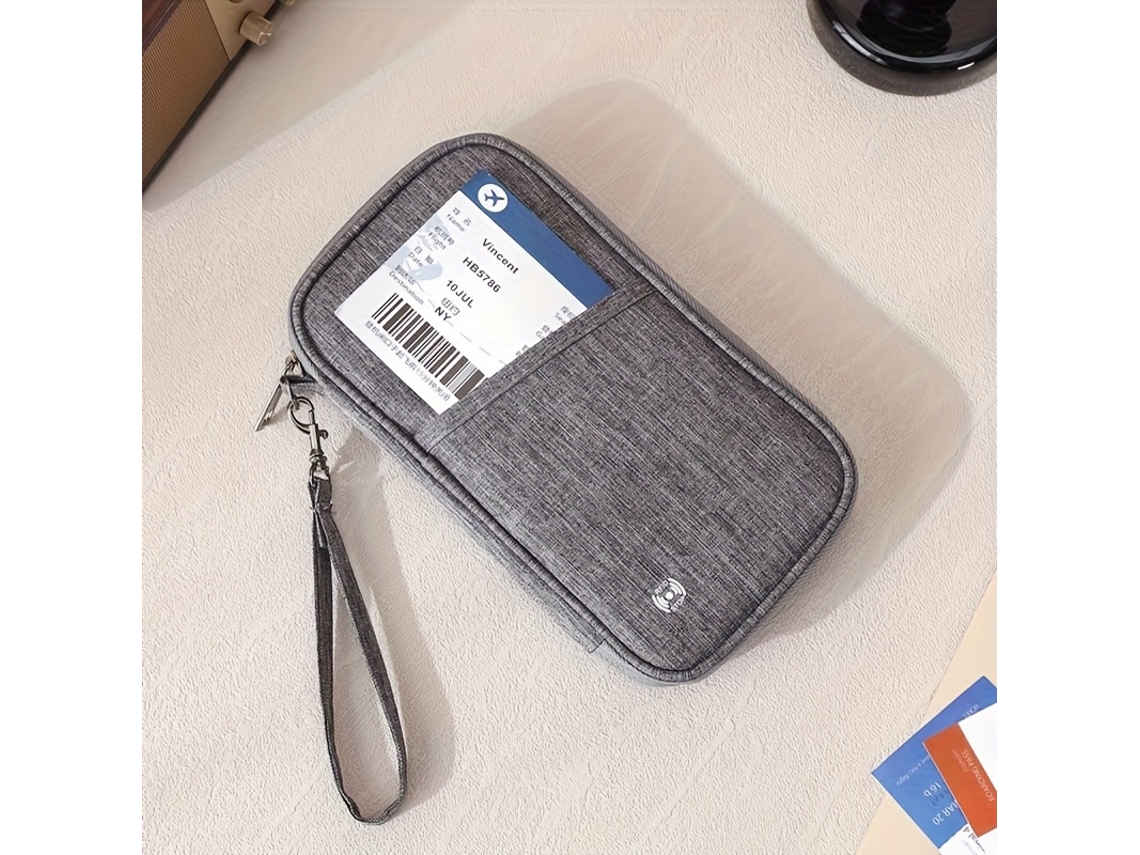 Porta-passaporte Feminino, Organizador De Viagem Rfid Para Documentos, Carteira Para Passaporte E Porta, Cartões Portátil Masculino. Cinza 1 Peça