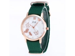 Reloj De Pulsera Analógico De Cuarzo Con Correa De Nailon Para Hombre Y Mujer (verde)