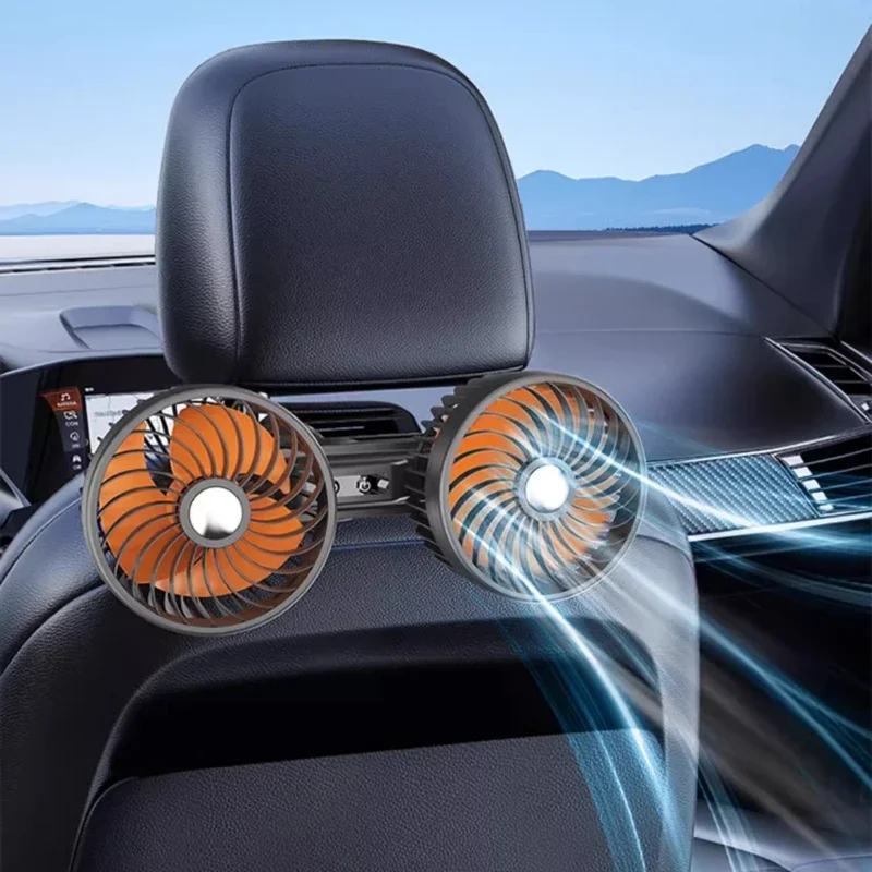 Ventilador De Carro Hipacool Com Ventosa E Duas Cabeças, 4000mah, 3 Velocidades, Para Encosto De Cabeça.