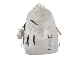 Mochila Feminina Leve Para Laptop, Mochila Escolar Elegante Para Faculdade, Adequada Para Mulheres Modernas, Branca.